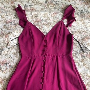 Elegant Magenta Dress with Ruffle Straps